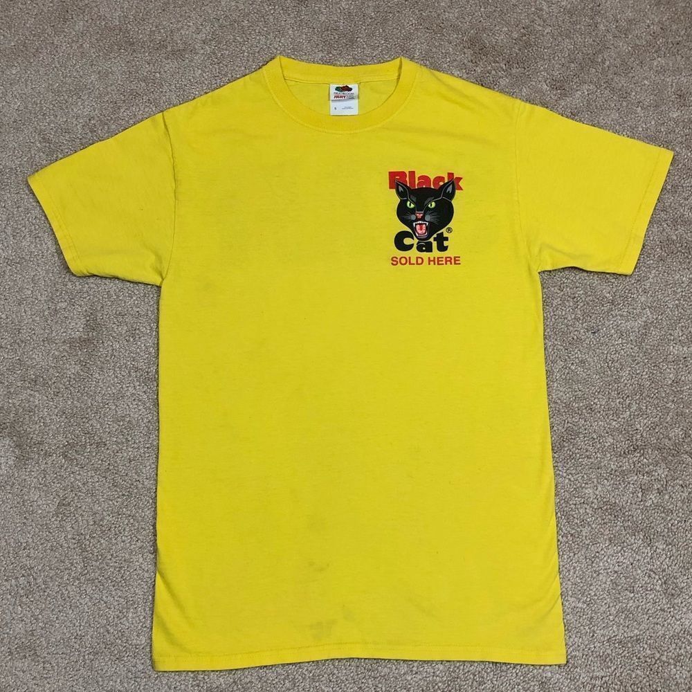 Black Cat Staff Yellow Short Sleeve Crewneck T-Shirt Unisex Men's Adult Sz Small